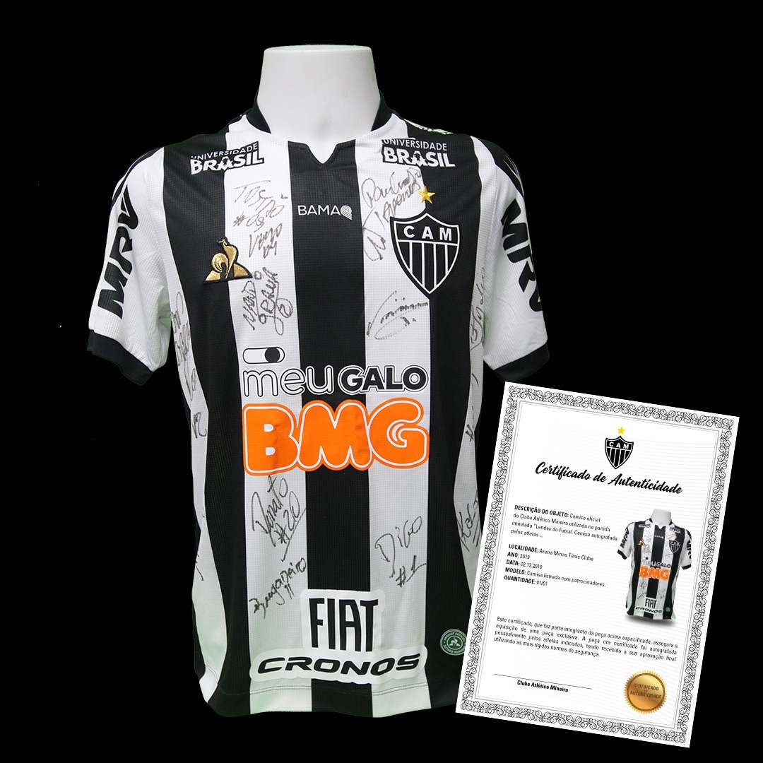 Camisa Lendas do Galo – Branca 2 – Preparada para o Jogo Lendas do Galo  (16/07/2023) – Autografada pelos Ídolos do Clube – Play For a Cause