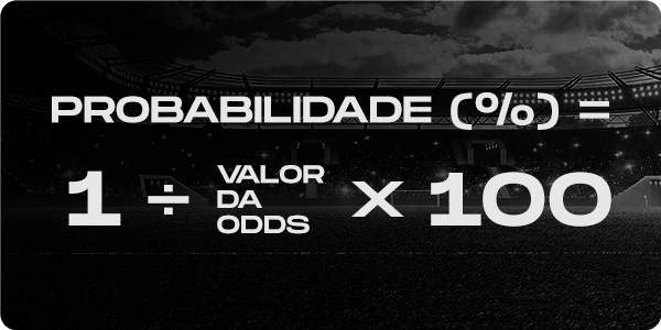 imagem com o texto “probabilidade (%) = 1 / valor das odds x 100”