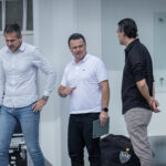 Victor Bagy, Rafael Menin e Paulo Bracks no treino do Galo (31/5) - Foto: Pedro Souza/Galo